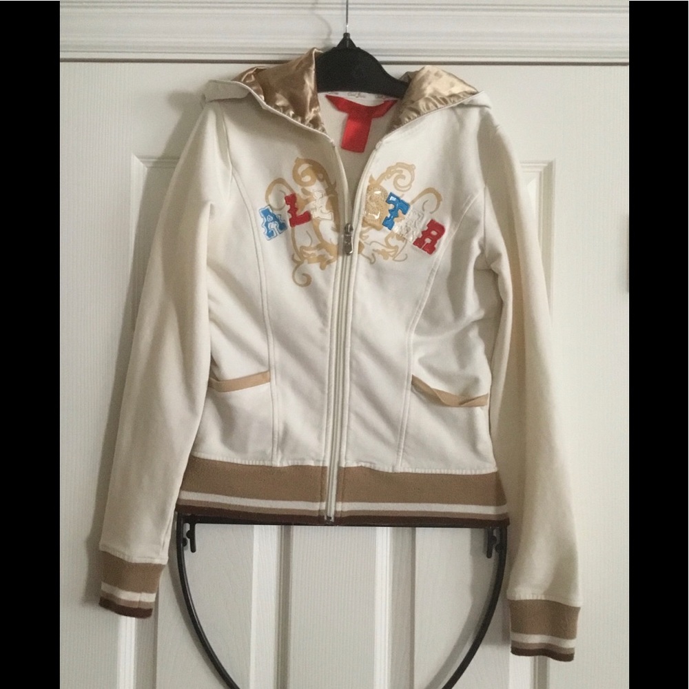 Y2K Vintage CREST JEANS Junior’s Women’s Hooded Jacket Sz S